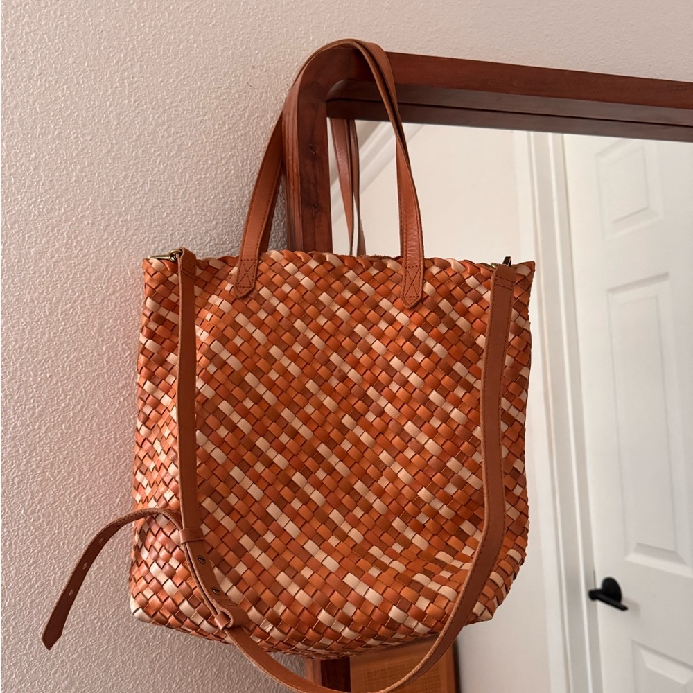 Madewell Medium Transport Woven Leather Bag
